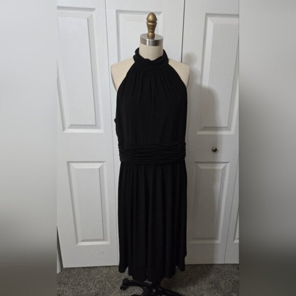 American Living Black Halter Dress w/Ruched Waist Sz. 16 - Picture 1 of 10